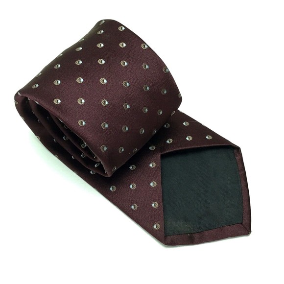 Lanvin Men's Vintage Tie Burgundy Maroon Logo Circles Geometric Men's Necktie - Picture 4 of 11